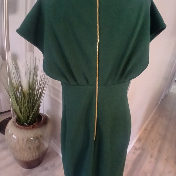 Calvin Klein Emerald Green Cap-Sleeve Sheath Dress Sz 12 - Picture 5 of 10